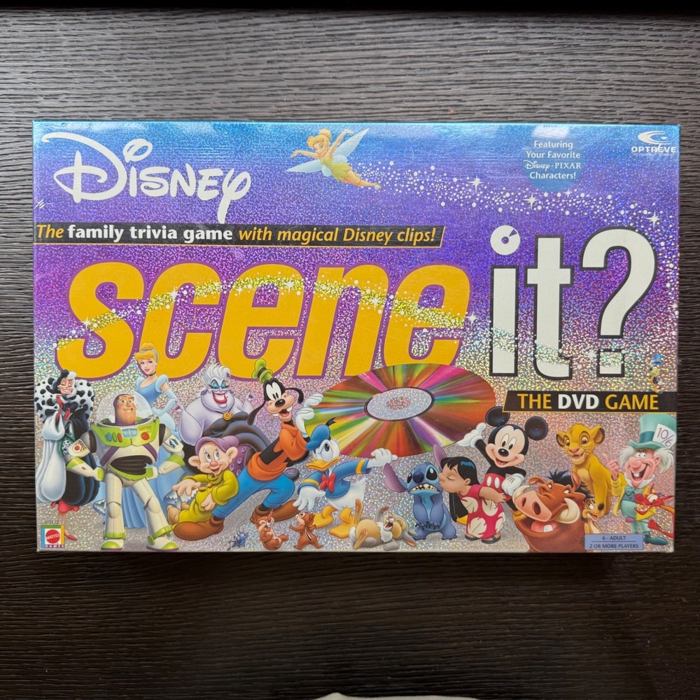 Mattel Scene It? Disney Edition Family Board Game New Sealed Purple Trivia DVD